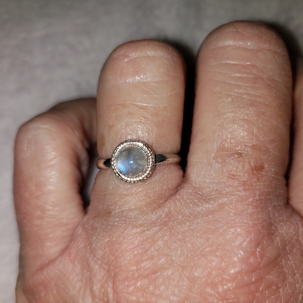 SS moon stone ring